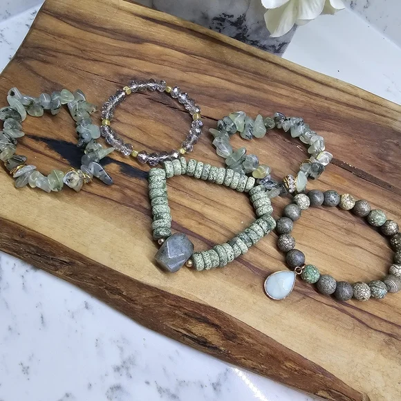 Druzy Dreams Stack Bracelets Set In Green - Picture 8 of 8